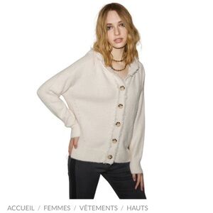 melissa nepton button up cardigan sweater XS cream
